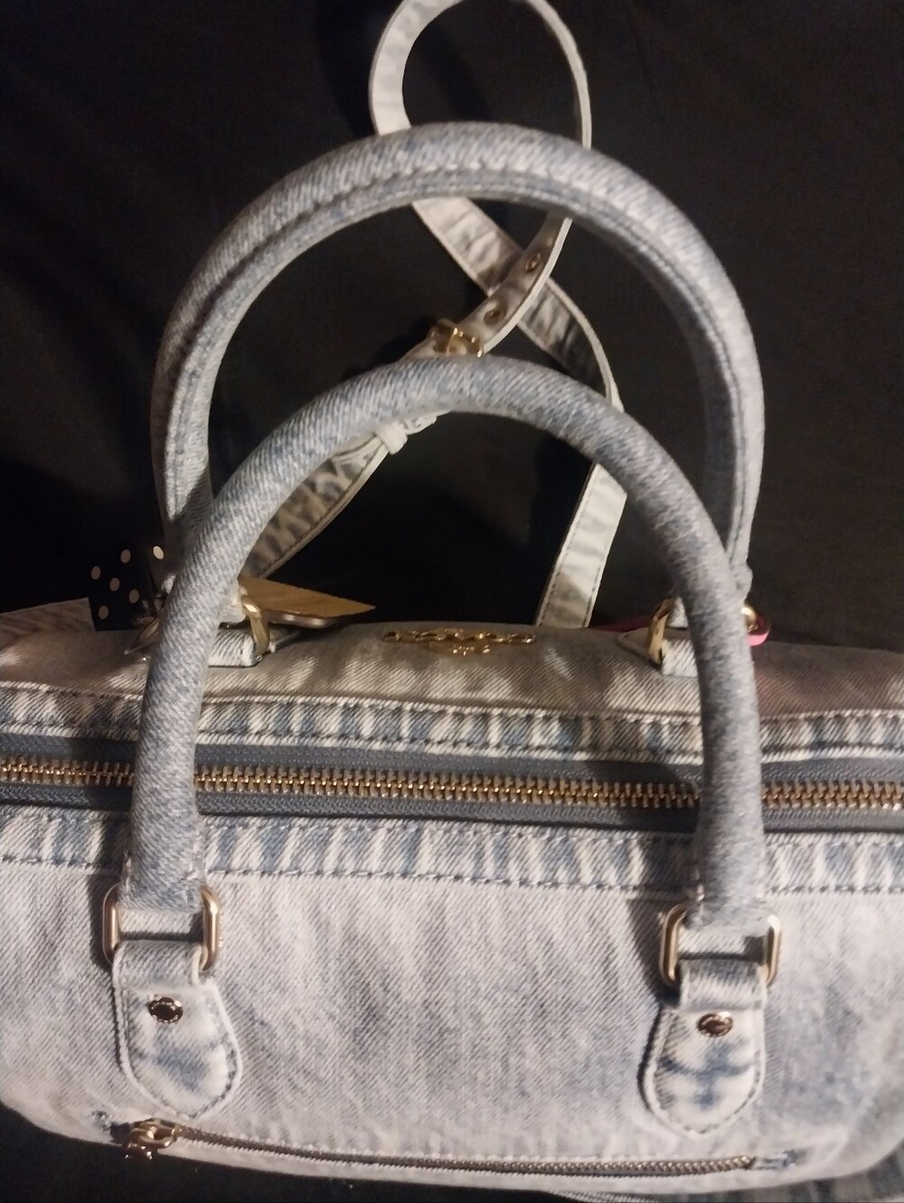 Coach Medium loved Denim Rowan Satchel Handbag in Wash Blue Denim - Picture 12 of 16